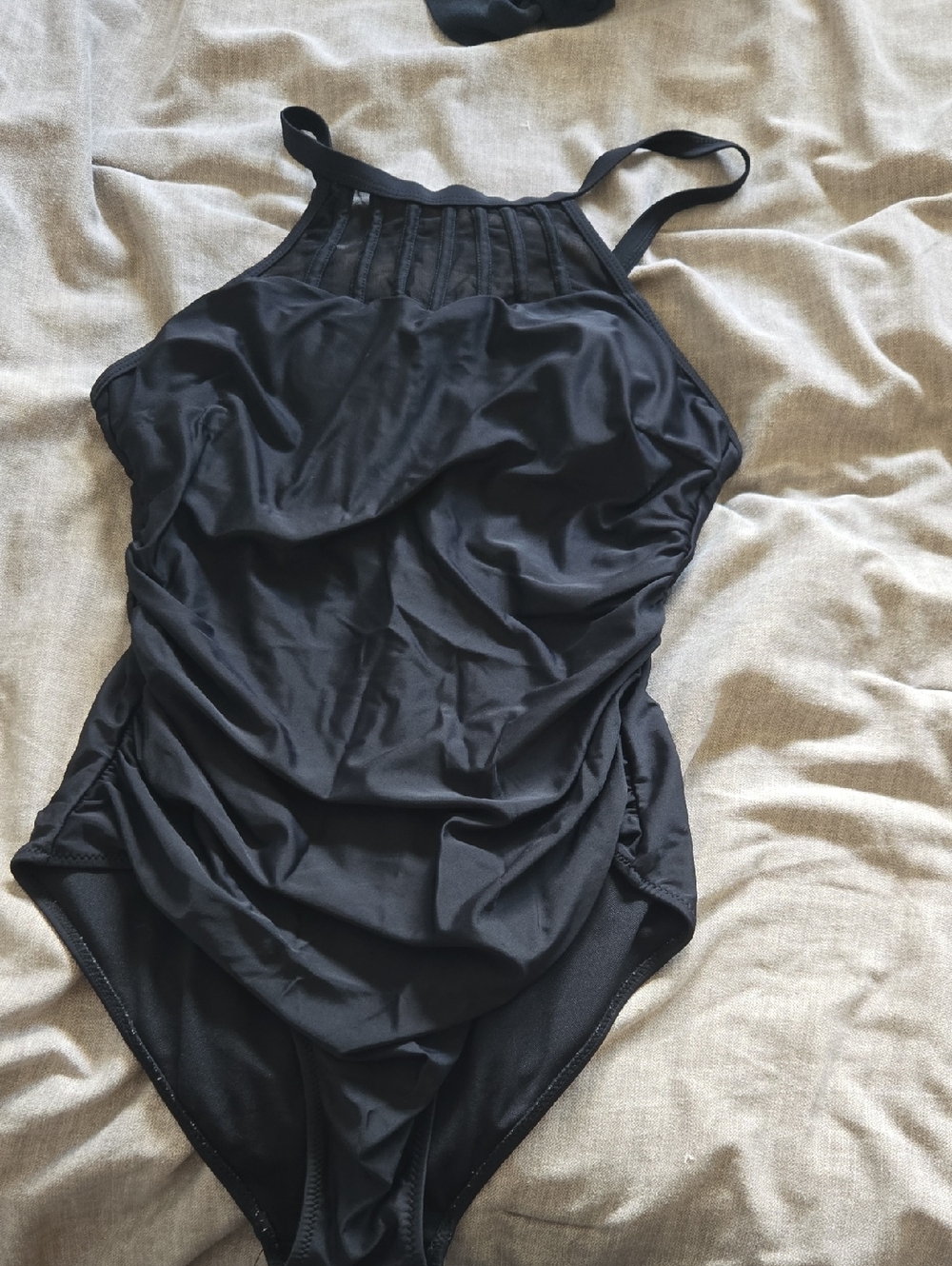 Black One-Piece Ruched Swimsuit